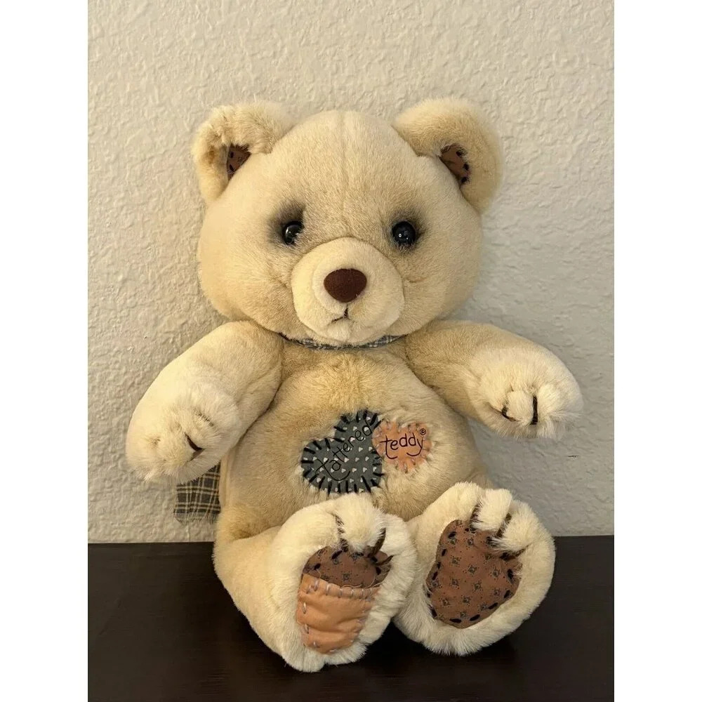 Tattered Teddy Bear Dakin Morgan Cream Stuffed Plush Patch 1985